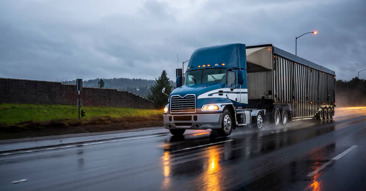 A wet road before a truck accident | Studinski Law, LLC